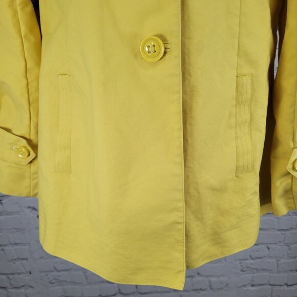 Talbots Yellow 100% Cotton Buttoned Pleated Back Pockets Lined Jacket Size 14 - Picture 12 of 16